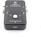 Bcowtte 2 Port VGA KVM Switch USB 2.0 Keyboard Mouse 1920x1080 Sharing Box view 3