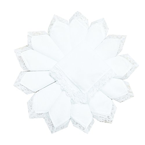 Womens/ Ladies Lace White Cotton Handkerchiefs Small Wedding Hankies Pack