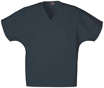 Cherokee Workwear Scrubs Unisex V-neck Tunic Top, Azalea, XX-Small