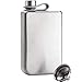 Vonwulf 8oz Hip Flask and Funnel, Stainless Steel Classic Silver - Whiskey Flask Gift Set - Engraveable