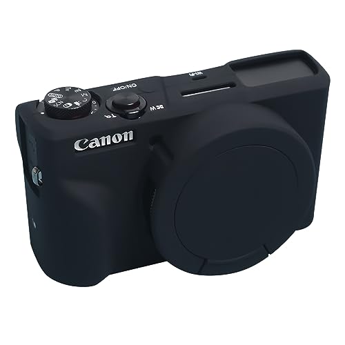 G7X III Camera Case, Easy Hood Silicone Camera Case with Button Marking for Canon G7 X Mark III, New Model G7X3 Protective Case Camera Cover, Black