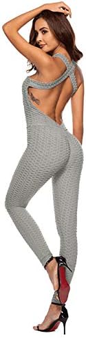 huangThroStore Women Yoga Jumpsuit Butt Push Up Leggings Summer Backless Stretch Slimming Sports Bodysuit