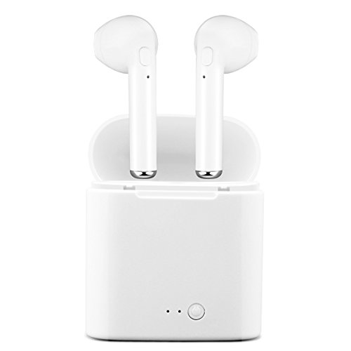 Bluetooth Headphones,Wireless Earbuds Stereo Earphone Cordless Sport Headsets for IPhone 8 X 7 7 Plus 6S 6S Plus and Samsung Galaxy S7 S8 S8 Plus,Android Smart Phones/IPad/IPod(White, Double Ears)
