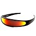 Futuristic Narrow Cyclops Color Mirrored Lens Visor Sunglasses
