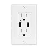 4.2A High Speed Dual Port USB Charger Outlet,Phizli Lighting Control USB Wall Plate Charger ,White