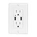4.2A High Speed Dual Port USB Charger Outlet,Phizli Lighting Control USB Wall Plate Charger ,White