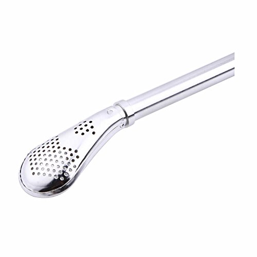 ISKYBOB 2 Pack Stainless Steel Straws Yerba Mate Bombilla Drinking Straws with Cleaning Brush