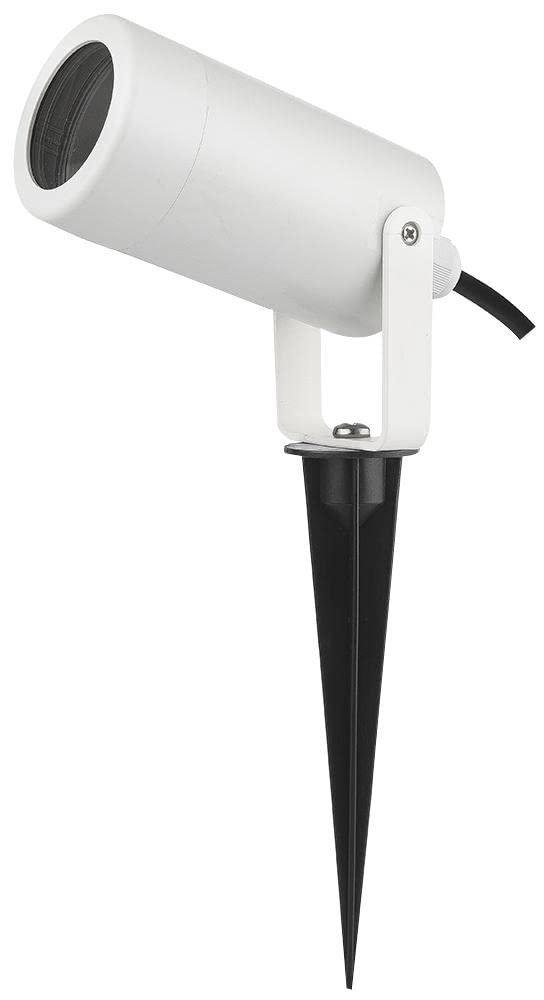PRO ELEC Outdoor Garden Spike Light, GU10 Fitting, Adjustable Angle, White, ABS & Polycarbonate, 240V – PEL00835-WHT