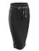 Womens Fitted High Waisted Midi Skirt with Faux Leather Belt
