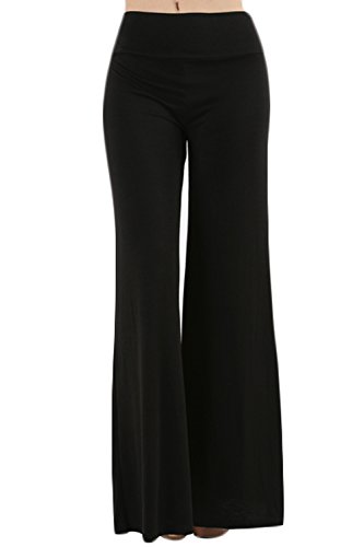 TOP LEGGING TL Women's Versatile Comfy Wide Leg Long Maternity Palazzo Gaucho Lounge Pants 79P_Black XL