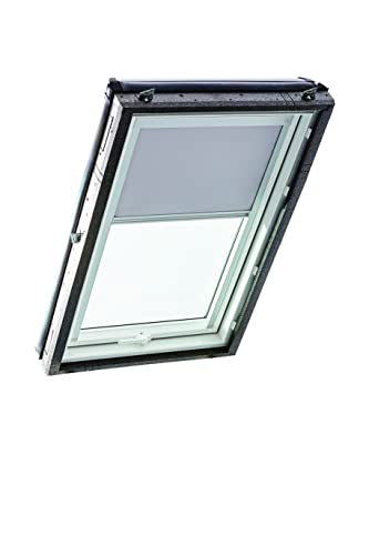 Original Roto Verdunkelungsrollo ZRV - Nahezu vollständige Verdunkelung - Führungsschiene Silber - Dachfenster Baureihe Designo R4/R7 und Classic 43/73 - Größe 114/098 | 11/09 - Stofffarbe Hellgrau