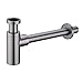 HANEBATH Brass Contemporary Round Bottle P-Trap 1 1/4, Adjustable Bathroom Basin Sink Waste Trap Drain Kit, Brushed Nickel