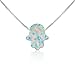 White Opal Hamsa Hand Necklace - 15 to 22 Inch Sterling Silver Box Chain