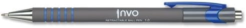 Invo 1.0mm Tip 0.5mm Line Retractable Ball Pen - Blue (Pack of 12)