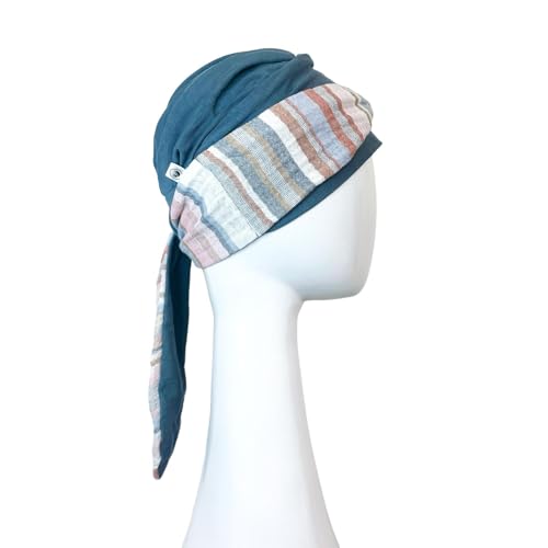 CAREBELL Smooth oncological scarf – Mediterranean design steel in soft and breathable bamboo, specially for chemotherapy, alopecia and sensitive skin, handmade in Spain