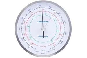 COLE-PARMER Traceable Three-Scale Dial Barometer with Calibration; mbar/"Hg/mm Hg