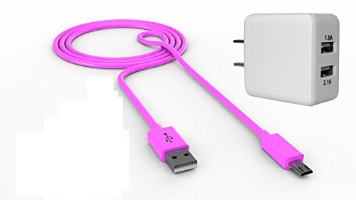 xKable Premium Quality Data Sync Transfer Cable and Dual Port Rapid 2A and 1.5 Amp Wall Charger Set for Upgraded Power Bank Anker Astro E ,Anker Astro 2 ,Anker Astro E5 ,Anker Astro 3E Power Bank ,Anker Upgraded ,Anker 2nd Gen Astro 3 Power Bank ,Anker Astro E5 Power Bank ,Anker Prev Gen Power Bank ,Anker 2nd Gen Astro ,Anker Astro Slim 3 Power Bank ,3 Feet Pink