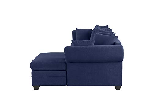 Modern Large Microfiber Sectional Sofa, L-Shape Couch with Extra Wide Chaise Lounge (Navy)
