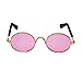 YAODHAOD Pet Sunglasses Classic Retro Circular Metal Prince Sunglasses Funny Cute Puppy Cat Teacher Bachelor Cosplay Glasses Pet Photos Props for Small Dog Cat（2 Pack） (Pink)