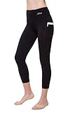 NIRLON Capri 7/8 Yoga Pants Sides Pocket High Waist Workout Black Leggings for Women