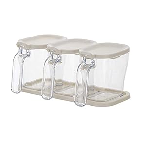 Spice Jars Kruidenfles Opbergdoos met Handvat en Basis voor Pepper Sugar Jar Salt 22.9 * 14.3 * 11.05cm Light White 2 3…