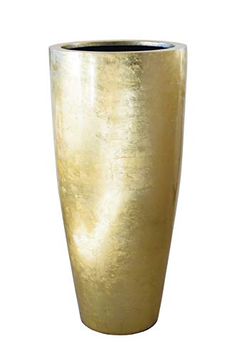 Vivanno Pflanzkübel Pflanzgefäß Blumenkübel Fiberglas City Gold Hochglanz - 100x47
