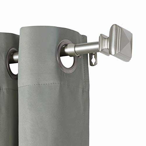 Turquoize Square Window Treatment Set Antique Nickel Finials, 2 Pack of 3/4 Inch Diameter Decorative Single Curtain Rod Length from 28 to 48-Inch, Nickel