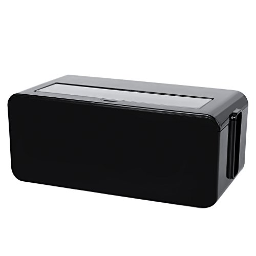 Gloriest Small Cable Management Box, Small Cord Box, Small Cable Organizer Box to Hide Wires Cords, Power Strip & Surge Protector for Home/Office - 9.9x4.8x4.3inch