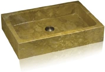 Lenova SAC-02 Stone Above Counter Rectangular Bowl Sink, Olive Marble, 33 x 22-Inch
