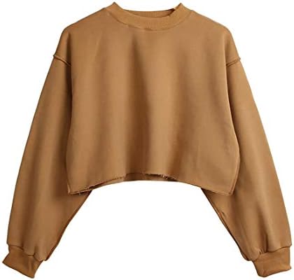 Women Pullover Cropped Hoodies Long Sleeves Sweatshirts Casual Crop Tops for Fall Winter