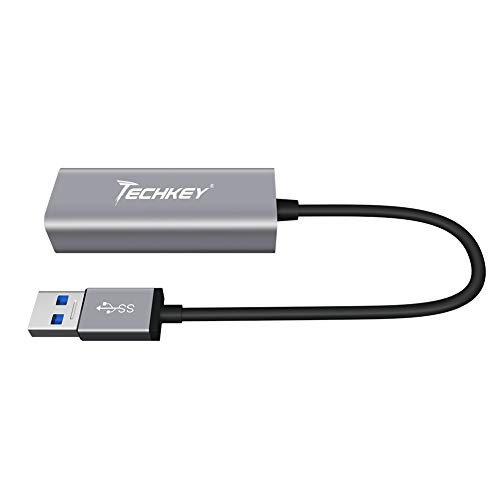 Ethernet Adapter USB 3.0 to Network, Techkey USB to RJ45 Gigabit LAN / Windows XP / for Mac OS X /10.9-11.1, 10/100/1000 Mbps Ethernet Supports Nintendo Switch / MacBook / Chromebook