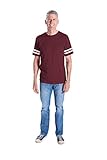 LAT Apparel Adult 100% Adult Vintage Football Jersey Tee [X Large] Vintage Burgandy/ White Short Sleeve T-Shirt