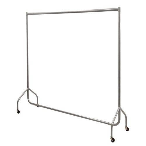 The Shopfitting Shop HEAVY DUTY SILVER GREY Clothes Rail 2ft Long x 5ft High Garment Storage Rack 32mm Steel Tube QUALITY
