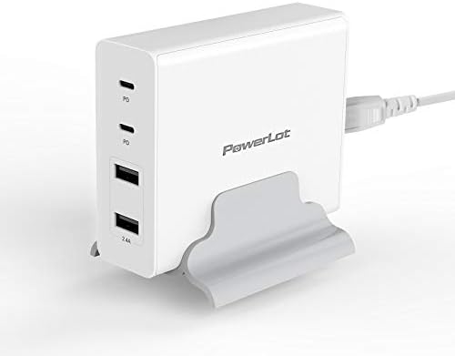 USB C Charging Station PowerLot 4-Port PD Fast Wall Charger with 96W USB-C Output Compatible with MacBook Pro/Air,iPad, iPhone, USB C Laptops and More
