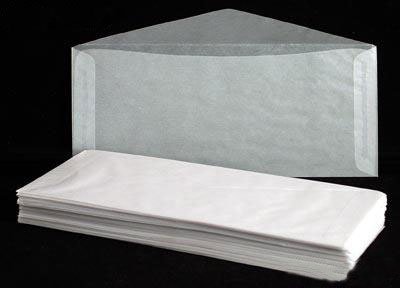 100 #10 Glassine Envelopes measuring 4 1/8" x 9 1/2"
