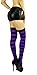 ToBeInStyle Women's Wide Vertical Striped Thigh Hi Stockings - One Size - Black w/Purple Stripes