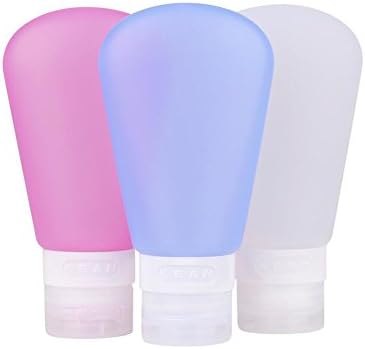 HappyDavid Portable Soft Silicone Travel bottles Set (3 OZ, Pink + White + Blue)