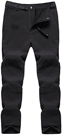 Puuyfun Men's Outdoor Water Repellent Windproof Fleece Hiking Snow Ski Pants US3369M Black L