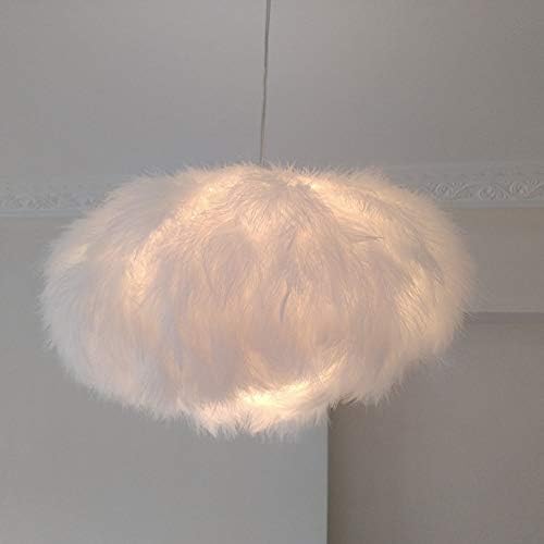 DAMAI STORE Luxury Nordic Lamps Feather Chandelier Bedroom Simple Modern Creative Children's Room Kindergarten Living Room Bedroom Restaurant Bedside Feather Decorative Ceiling Light Bright