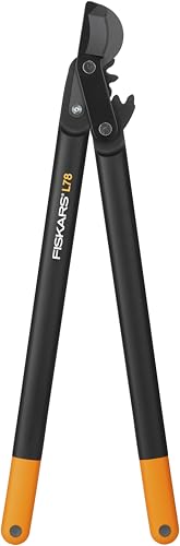 Fiskars PowerGear II Bypass-Getriebeastschere für frisches Holz, Antihaftbeschichtet, Gehärteter Präzisionsstahl, Länge: 70 cm, Schwarz/Orange, L78, 1000584