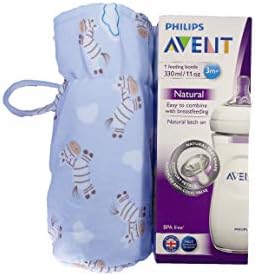1stbabystore New Born Baby Soft Velvet Plush Milk Feeding Bottle Cover Suitable for Philips Avent Natural Feeding Bottles Upto 150ml Capacity Zebra Print Blue