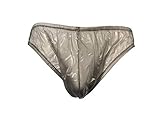Haian G-String for Mens PVC Underwear (Large, Transparent Black)