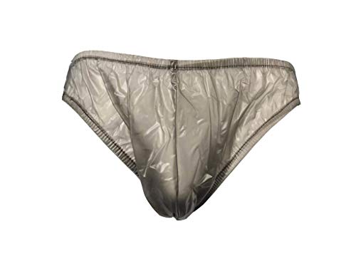 Haian G-String for Mens PVC Underwear (Large, Transparent Black)