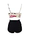 Ruffled Vintage High Waist Bikini Set Strappy Floral Black Pin Up Swimsuit FTBB5