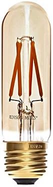 EDISON MILLS ML-T9-E26-2W-2200K-AB T9 Radio Mini Tubular Antique LED Filament Bulb 2W - 25 Watt Equal - 2200K - E26 Base - Dimmable