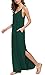 Kyerivs Women's Summer Dress Casual Loose Beach Cover Up Long Plain Print Cami Maxi Dresses with Pocket Dark Green M (10-12)