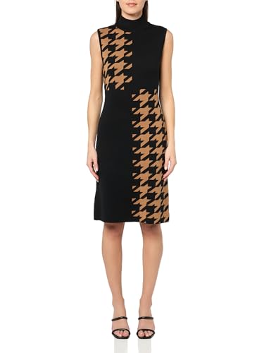 Anne Klein Houndstooth Mock Neck Sweater Dress