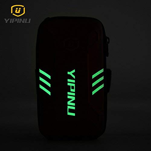 YIPINU sports armband Waterproof Sports Cell Phone Arm Bag, Cool and Casual Night Running Armband for Workout in Gym, Running, Cycling,Hiking,Horse Riding,Jogging,and Nordic Skiing (black, Large)