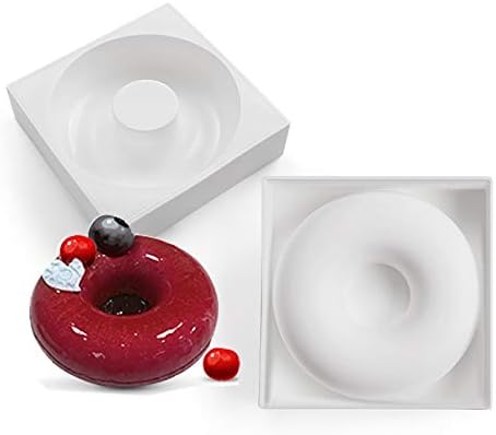 Morfakit 3D Silicone Cake Mold White Color, Baking Mold for mousse chiffon pastry cakes, pan, biscuit, candy, ice cream, jelly, brownie, cookie,chocalate (9 inch donut mold)