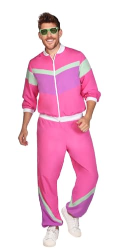 amscan 80's Joggersuit Pink Large Set di Costumi, Rosa, L (Pacco da 2) Uomo